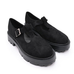 Pantofi casual de dama,Din piele ecologica intoarsa,T-P1249,Negru