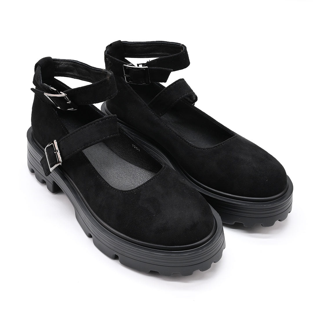 Pantofi casual de dama,Din piele ecologica intoarsa,T-P1244,Negru
