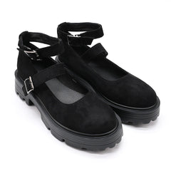 Pantofi casual de dama,Din piele ecologica intoarsa,T-P1244,Negru