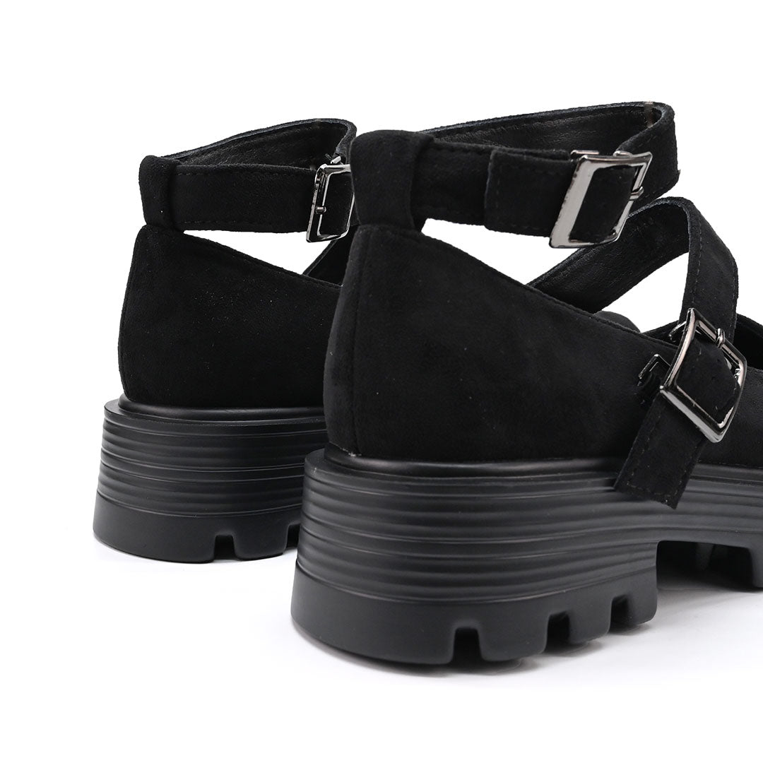 Pantofi casual de dama,Din piele ecologica intoarsa,T-P1244,Negru