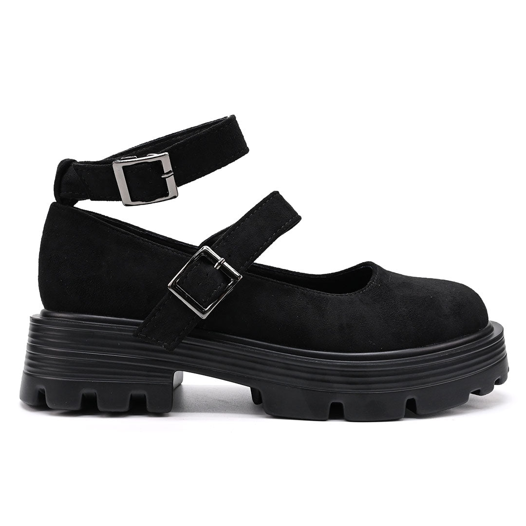 Pantofi casual de dama,Din piele ecologica intoarsa,T-P1244,Negru